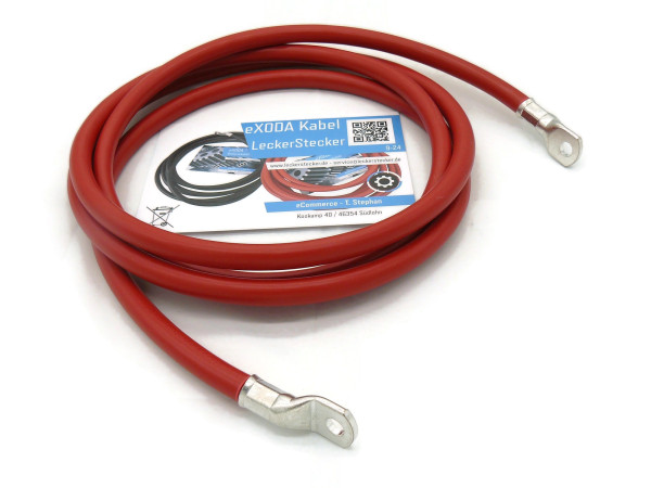 Batteriekabel 50 mm² 2,5m mit Kabelschuhen M8 Rot